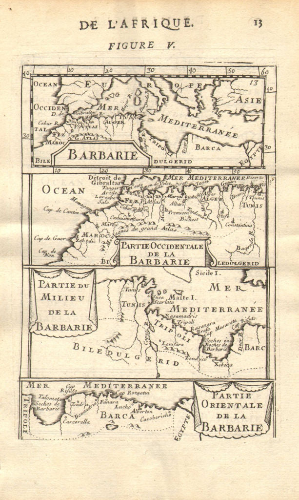 NORTH AFRICA. Barbary. Morocco Tunisia Libya Egypt. 'Barbarie'. MALLET 1683 map